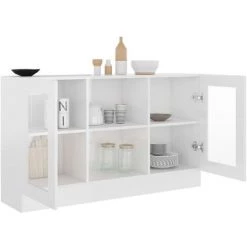 Topdeal Armoire à Vitrine Blanc Brillant 120x30,5x70 Cm Aggloméré FF802792_FR 8 Topdeal Armoire à Vitrine Blanc Brillant 120x30,5x70 Cm Aggloméré FF802792_FR -Buffet et enfilade Soldes 60372400 4