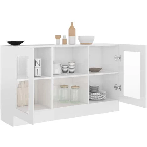 Topdeal Armoire à Vitrine Blanc Brillant 120x30,5x70 Cm Aggloméré FF802792_FR 4 Topdeal Armoire à Vitrine Blanc Brillant 120x30,5x70 Cm Aggloméré FF802792_FR – Image 4