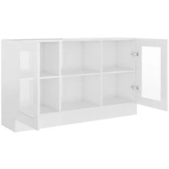 Topdeal Armoire à Vitrine Blanc Brillant 120x30,5x70 Cm Aggloméré FF802792_FR 9 Topdeal Armoire à Vitrine Blanc Brillant 120x30,5x70 Cm Aggloméré FF802792_FR -Buffet et enfilade Soldes 60372400 5