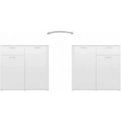 Topdeal Buffet Blanc Brillant 80x36x75 Cm Aggloméré FF805776_FR -Buffet et enfilade Soldes 60372673 5