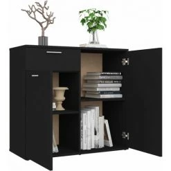 Topdeal Buffet Noir 80x36x75 Cm Aggloméré FF805771_FR -Buffet et enfilade Soldes 60372676 4