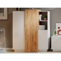 VENTE-UNIQUE.COM Buffet Haut FRANCOLI - 3 Portes Et 2 Niches - Blanc Et Chêne - Blanc 6 VENTE-UNIQUE.COM Buffet Haut FRANCOLI - 3 Portes Et 2 Niches - Blanc Et Chêne - Blanc -Buffet et enfilade Soldes 60388539 2