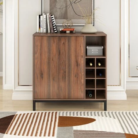 RANIPOBO Armoire A Vin Modern Wood Kitchen Buffet Sideboard, 86 Cm, Noyer Fonce 1 RANIPOBO Armoire A Vin Modern Wood Kitchen Buffet Sideboard, 86 Cm, Noyer Fonce