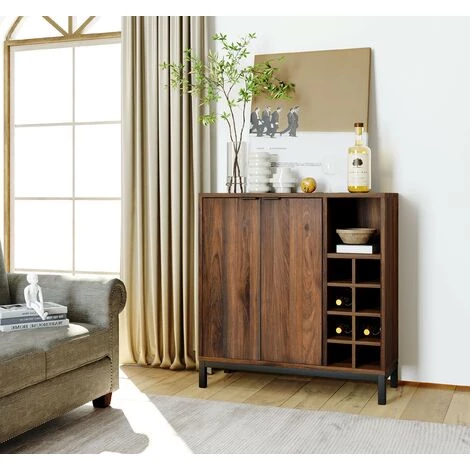 RANIPOBO Armoire A Vin Modern Wood Kitchen Buffet Sideboard, 86 Cm, Noyer Fonce 3 RANIPOBO Armoire A Vin Modern Wood Kitchen Buffet Sideboard, 86 Cm, Noyer Fonce – Image 3