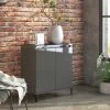LITZEE Buffet, Bahut Et Enfilade Buffet Gris Brillant 60x35x70 Cm Agglomere