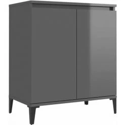 LITZEE Buffet, Bahut Et Enfilade Buffet Gris Brillant 60x35x70 Cm Agglomere 7 LITZEE Buffet, Bahut Et Enfilade Buffet Gris Brillant 60x35x70 Cm Agglomere -Buffet et enfilade Soldes 60476371 3