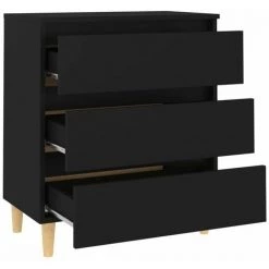 LITZEE Buffet, Bahut Et Enfilade Buffet Noir 60x35x69 Cm Agglomere -Buffet et enfilade Soldes 60477498 4