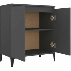 LITZEE Buffet, Bahut Et Enfilade Buffet Gris 60x35x70 Cm Agglomere -Buffet et enfilade Soldes 60479789 4