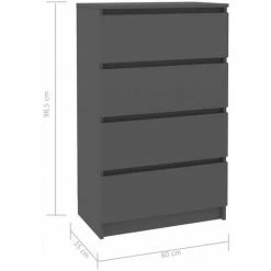 LITZEE Buffet, Bahut Et Enfilade Buffet Gris 60x35x98,5 Cm Agglomere -Buffet et enfilade Soldes 60480568 3