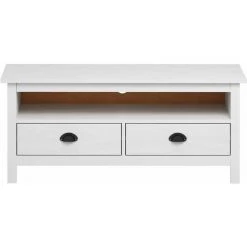 LITZEE Buffet, Bahut Et Enfilade Meuble TV Hill Range Blanc 110x40x47cm Bois De Pin Solide -Buffet et enfilade Soldes 60481064 3