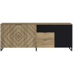 Buffets BOBOCHIC - Buffet 3 Portes 200 Cm ALVANA Chêne Et Noir - Chêne Et Noir 7 Buffets BOBOCHIC - Buffet 3 Portes 200 Cm ALVANA Chêne Et Noir - Chêne Et Noir -Buffet et enfilade Soldes 60569156 3