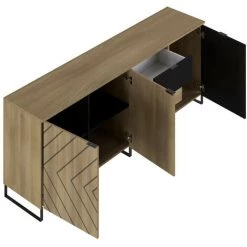 Buffets BOBOCHIC - Buffet 3 Portes 200 Cm ALVANA Chêne Et Noir - Chêne Et Noir 8 Buffets BOBOCHIC - Buffet 3 Portes 200 Cm ALVANA Chêne Et Noir - Chêne Et Noir -Buffet et enfilade Soldes 60569156 4