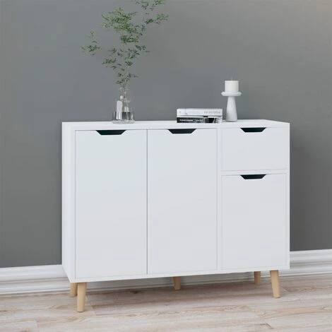 INLIFE Buffet Blanc Brillant 90x30x72 Cm Aggloméré 1 INLIFE Buffet Blanc Brillant 90x30x72 Cm Aggloméré