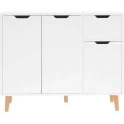 INLIFE Buffet Blanc Brillant 90x30x72 Cm Aggloméré 7 INLIFE Buffet Blanc Brillant 90x30x72 Cm Aggloméré -Buffet et enfilade Soldes 60599336 3