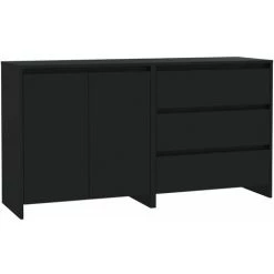 INLIFE Buffets 2 Pcs Noir Bois D'ingénierie 6 INLIFE Buffets 2 Pcs Noir Bois D'ingénierie -Buffet et enfilade Soldes 60599925 2