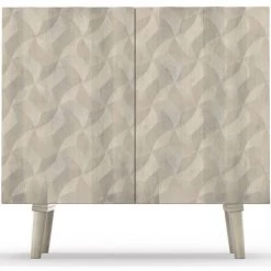 PRIVATEFLOOR Buffet Style Boho Bali En Bois Blanc - Rena Blanc - Bois De Manguier - Blanc