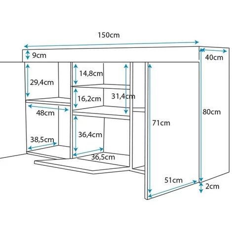 DESIGN AMEUBLEMENT Buffet Bahut 3 Portes Avec LED | 150 X 80 X 40cm | Couleur Blanc Et Noir Mate | Meuble De Rangement | Modèle NATOLIA - Blanc/Noir 4 DESIGN AMEUBLEMENT Buffet Bahut 3 Portes Avec LED | 150 X 80 X 40cm | Couleur Blanc Et Noir Mate | Meuble De Rangement | Modèle NATOLIA - Blanc/Noir – Image 4