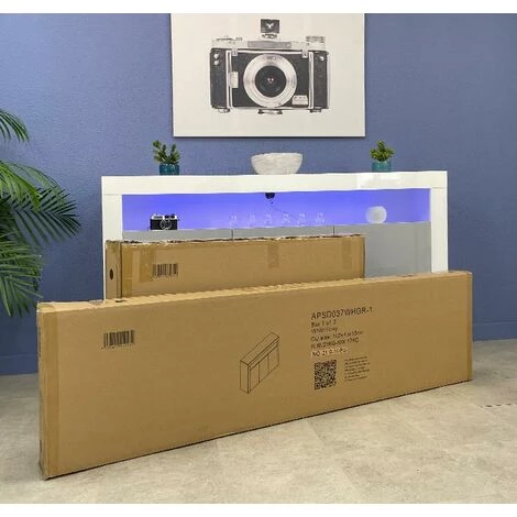 DESIGN AMEUBLEMENT Buffet Bahut 3 Portes Avec LED | 150 X 80 X 40cm | Couleur Blanc Et Noir Mate | Meuble De Rangement | Modèle NATOLIA - Blanc/Noir 5 DESIGN AMEUBLEMENT Buffet Bahut 3 Portes Avec LED | 150 X 80 X 40cm | Couleur Blanc Et Noir Mate | Meuble De Rangement | Modèle NATOLIA - Blanc/Noir – Image 5