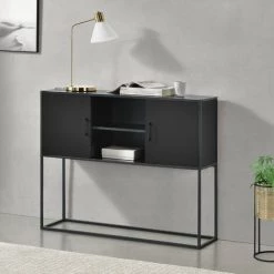 Commode Moderne Motala 90 X 109 X 30 Cm Noir [en.casa]