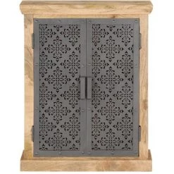 NOVA Buffet Mobile Avec Des Portes En Acier 60x35x75 Cm En Solide Mangue -Buffet et enfilade Soldes 60805844 3