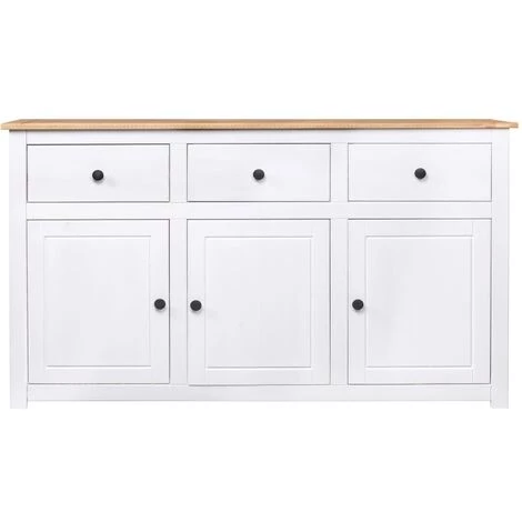 NOVA Pinie En Bois Massif Avec Différentes Couleurs Portes Et Tiroirs Buffet Blanc 135x40x80 Cm Pin Solide Assortiment Panama 2 NOVA Pinie En Bois Massif Avec Différentes Couleurs Portes Et Tiroirs Buffet Blanc 135x40x80 Cm Pin Solide Assortiment Panama – Image 2