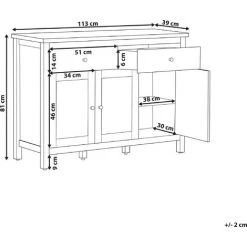 BELIANI Buffet Avec 2 Tiroirs Et 3 Portes Blanc Et Bois Clair - Blanc -Buffet et enfilade Soldes 60939169 3