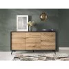 BESTMOBILIER Peter - Buffet Bas - Bois Et Noir - 154 Cm - Style Industriel Couleur - Noir / Bois - Noir / Bois
