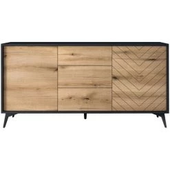 BESTMOBILIER Peter - Buffet Bas - Bois Et Noir - 154 Cm - Style Industriel Couleur - Noir / Bois - Noir / Bois 9 BESTMOBILIER Peter - Buffet Bas - Bois Et Noir - 154 Cm - Style Industriel Couleur - Noir / Bois - Noir / Bois -Buffet et enfilade Soldes 60945708 5