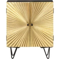 FIMEI Buffet Avec Façade En Laiton 60x30x74 Cm Bois De Manguier Massif -Buffet et enfilade Soldes 60965720 2