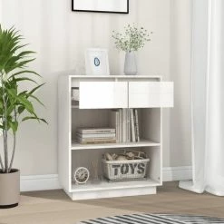 FIMEI Armoire Console Blanc 60x34x75 Cm Bois De Pin Solide -Buffet et enfilade Soldes 60965837 3
