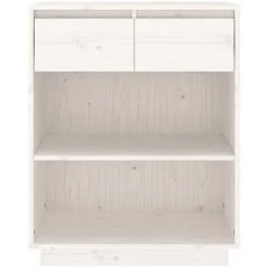 FIMEI Armoire Console Blanc 60x34x75 Cm Bois De Pin Solide -Buffet et enfilade Soldes 60965837 5