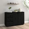 FIMEI Buffet Noir 111x34x75 Cm Bois Massif De Pin