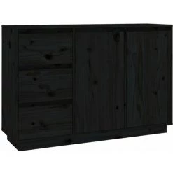 FIMEI Buffet Noir 111x34x75 Cm Bois Massif De Pin -Buffet et enfilade Soldes 60966046 2