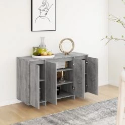 FIMEI Buffet Sonoma Gris 120x41x75 Cm Aggloméré -Buffet et enfilade Soldes 60966166 4