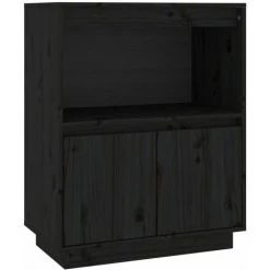 FIMEI Buffet Noir 60x34x75 Cm Bois Massif De Pin -Buffet et enfilade Soldes 60966691 2