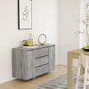 FIMEI Buffet Avec 3 Tiroirs Sonoma Gris 120x41x75 Cm Aggloméré