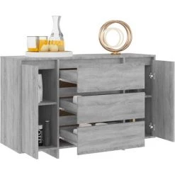 FIMEI Buffet Avec 3 Tiroirs Sonoma Gris 120x41x75 Cm Aggloméré -Buffet et enfilade Soldes 60966758 3