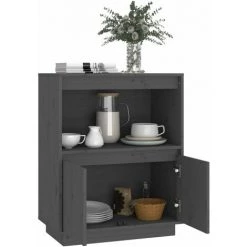 FIMEI Buffet Gris 60x34x75 Cm Bois Massif De Pin -Buffet et enfilade Soldes 60966784 4