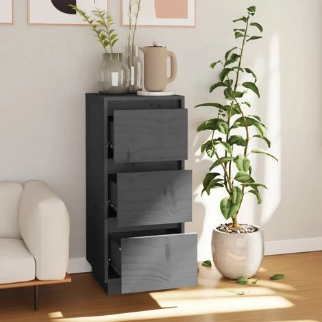 FIMEI Buffet Gris 32x34x75 Cm Bois Massif De Pin 3 FIMEI Buffet Gris 32x34x75 Cm Bois Massif De Pin – Image 3