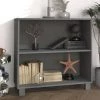 FIMEI Buffet Gris Foncé 85x35x80 Cm Bois Massif De Pin