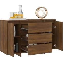 FIMEI Buffet Avec 3 Tiroirs Chêne Marron 120x41x75 Cm Aggloméré -Buffet et enfilade Soldes 60967643 3