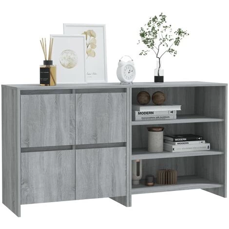 FIMEI Buffets 2 Pcs Sonoma Gris Bois D'ingénierie 3 FIMEI Buffets 2 Pcs Sonoma Gris Bois D'ingénierie – Image 3