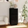 FIMEI Buffet Noir 32x34x75 Cm Bois Massif De Pin