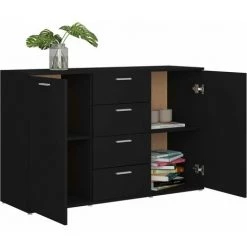 FIMEI Buffet Noir 120x35,5x75 Cm Aggloméré -Buffet et enfilade Soldes 60967961 5