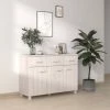 FIMEI Buffet Blanc 113x40x80 Cm Bois Massif De Pin