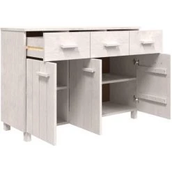 FIMEI Buffet Blanc 113x40x80 Cm Bois Massif De Pin -Buffet et enfilade Soldes 60968108 3