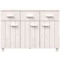 FIMEI Buffet Blanc 113x40x80 Cm Bois Massif De Pin -Buffet et enfilade Soldes 60968108 4
