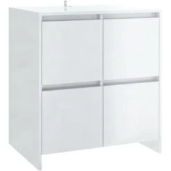 FIMEI Buffets 2 Pcs Blanc Brillant 70x41x75 Cm Aggloméré -Buffet et enfilade Soldes 60968110 4