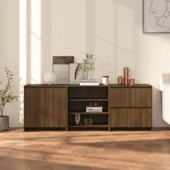 FIMEI Buffets 3 Pcs Chêne Marron Bois D'ingénierie