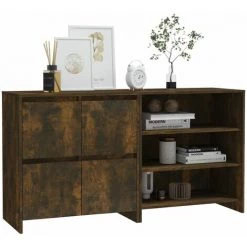 FIMEI Buffets 2 Pcs Chêne Fumé Bois D'ingénierie -Buffet et enfilade Soldes 60968439 3